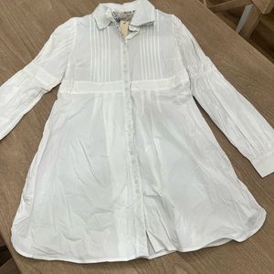 Final Touch White Button-Up Dress